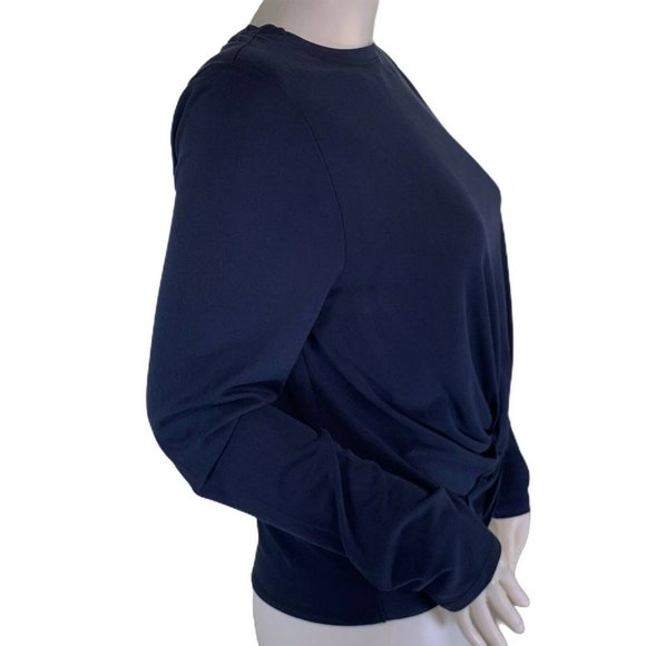 Joy Lab Navy Blue Twist-Front Long Sleeve Top M - Picture 3 of 8